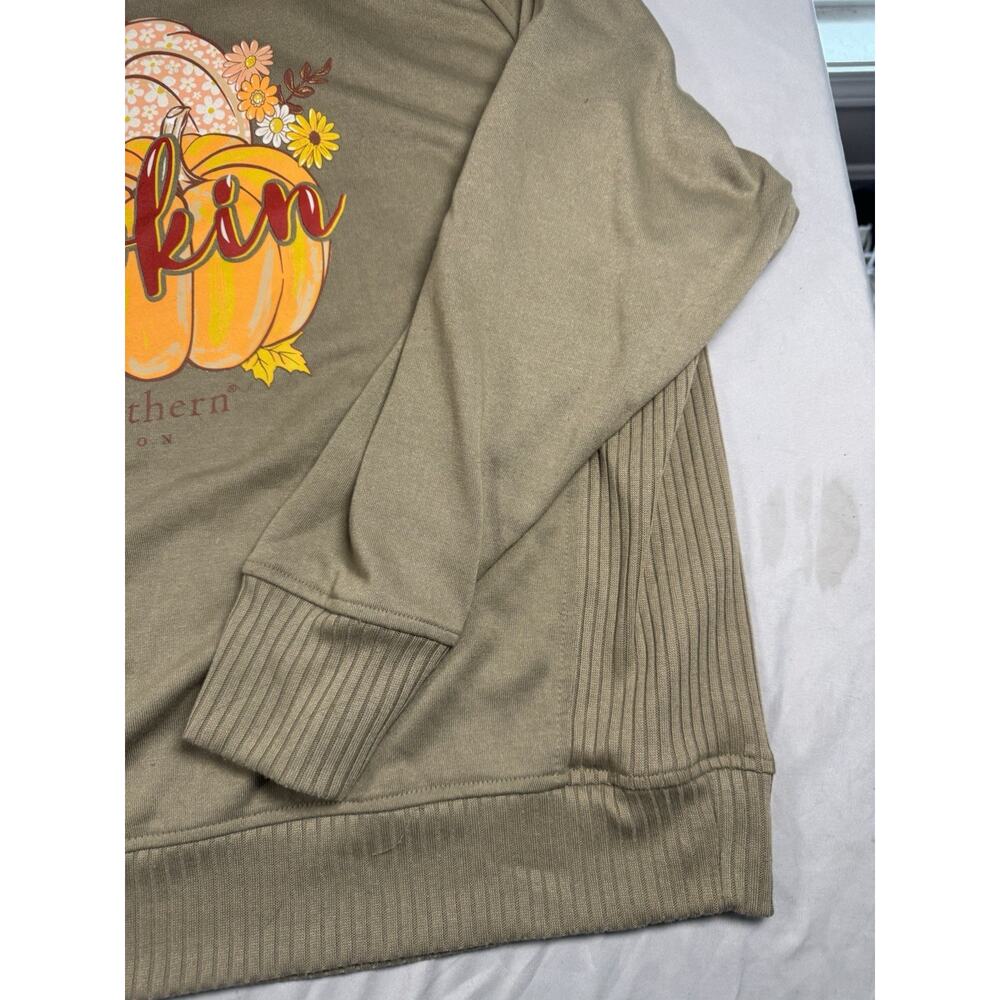 Simply Southern Hey Pumpkin Graphic Sweatshirt Olive Green Women’s XL - Picture 7 of 13